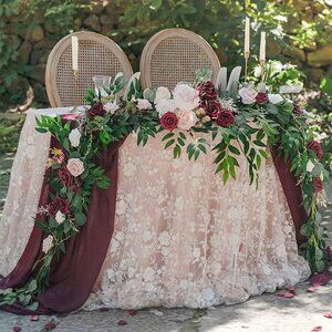 Lings Moment 9ft Head Table Flower Garland in Romantic Marsala